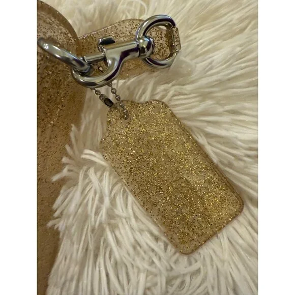Coach Gold Glitter Jelly Crossbody Bag With Adjustable Strap & "C" Buckle Accent - Picture 7 of 14